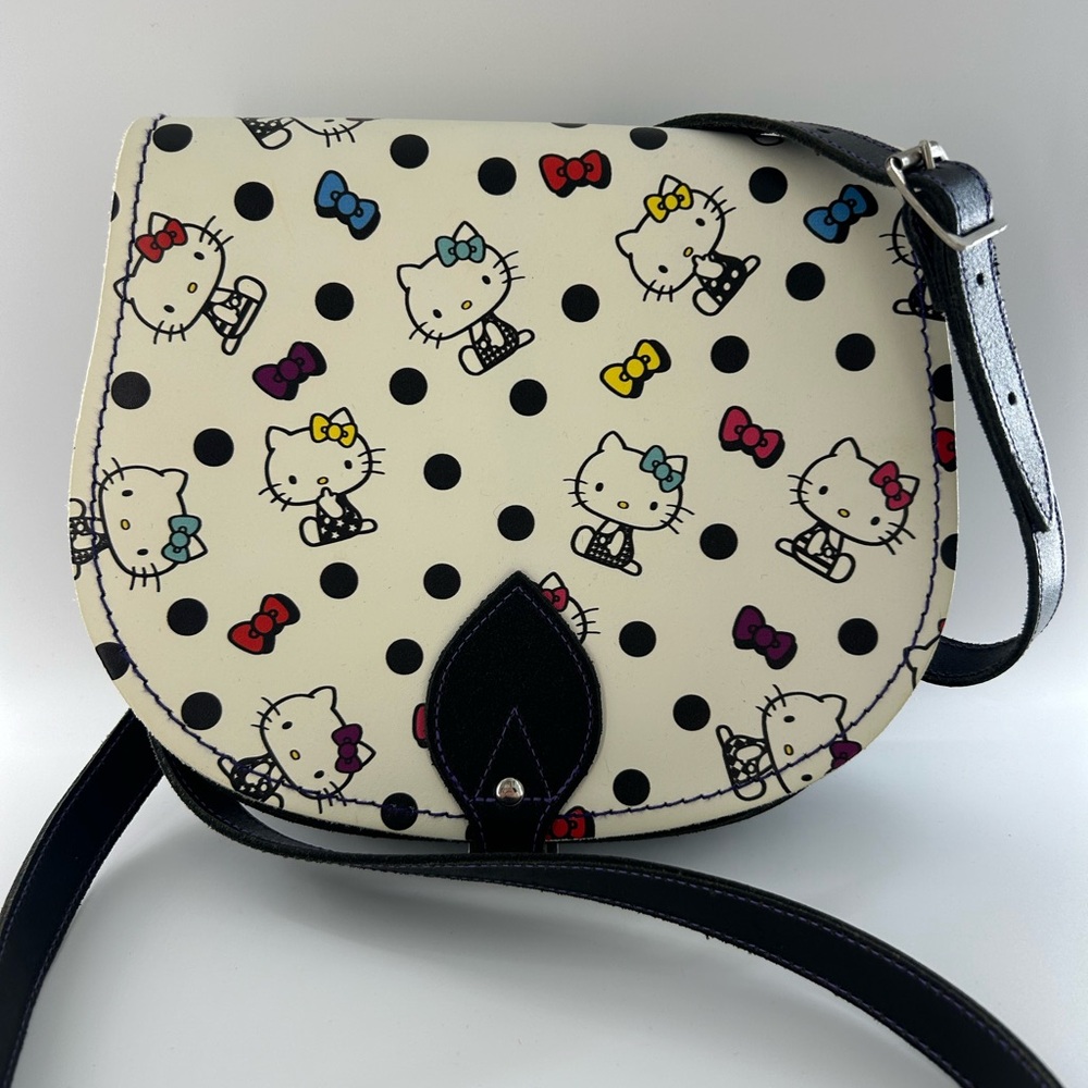 Hello Kitty x Zatchels Crossbody Leather Bag - Black, White, and Multicolor